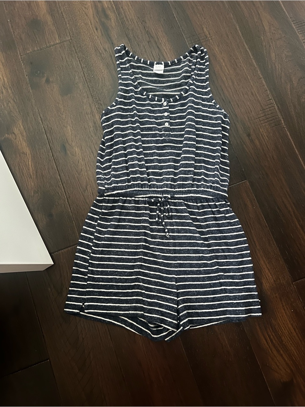 Navy and White Stripe soft Knit Romper